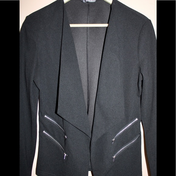Black Blazer with Zipper Details - Shein - Picture 7 of 9